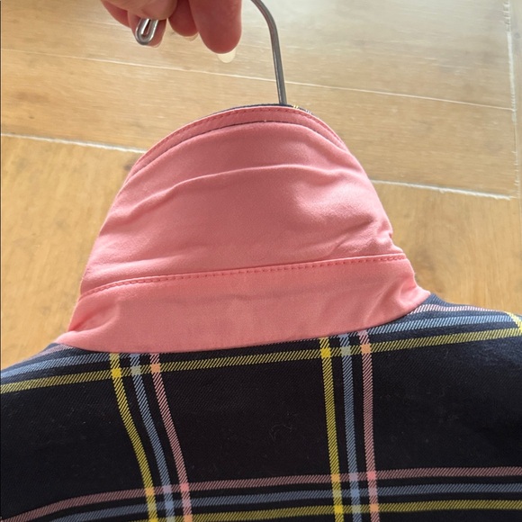 Talbots Navy Plaid Coat with Colorful Stripes - Picture 5 of 7